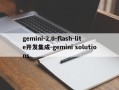 gemini-2.0-flash-lite开发集成-gemini solutions